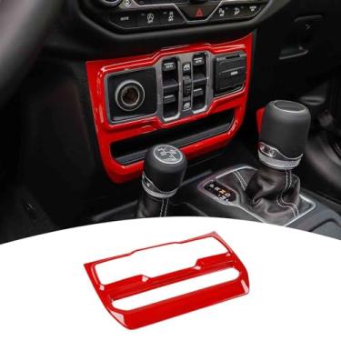Imagem de PDKLIN Para Wrangler JL Power Window Switch Painel Guarnição Capa Acessórios de Decoração Interior Compatível com Jeep Wrangler 2018-2023 JL JLU e 2020-2023 Gladiator JT (Vermelho)