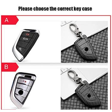 Imagem de CSHU TPU Fibra de carbono Car Key Case Cover Keychain Ring Key Bag, apto para BMW 1 2 3 4 5 6 7 Série M3 M4 E87 E90 F10 F11 F12 F20 F21 F30 F32 F36 F80 F82, A