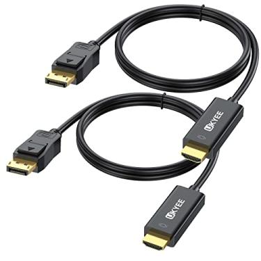 Imagem de UKYEE Cabo DisplayPort 4K para HDMI de 1,83 m, pacote com 2, porta de exibição (DP) para HDMI adaptador de cabo macho para macho de 1,8 m para PCs para HDTV, monitor, projetor.
