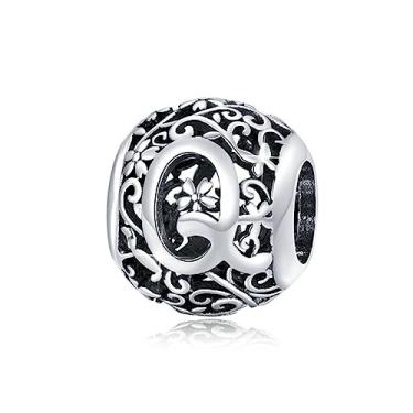 Imagem de Pulseira de prata esterlina 925 A-Z com letra inicial berloques do alfabeto para pulseiras Pandora, miçangas, colar faça você mesmo, pingentes de tornozeleira para mulheres e meninas, presentes de