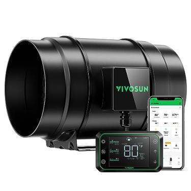 Imagem de VIVOSUN Ventilador de duto em linha AeroZesh G8, silencioso 20 cm 725 CFM Ventilador de exaustão com motor EC e GrowHub E42A controlador WiFi de umidade de temperatura para aquecimento e resfriamento,