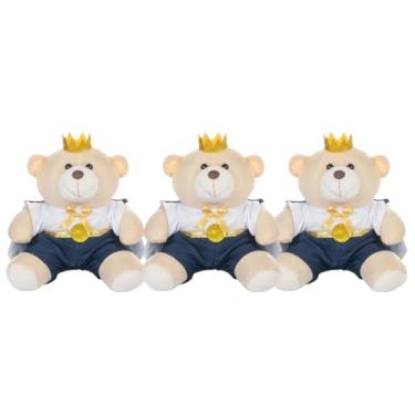 Imagem de Trio De Ursos 18cm Para Nicho Decoração Menino Príncipe Azul Marinho Bebê Baby Decoração Quarto Festa Pelúcia Presente
