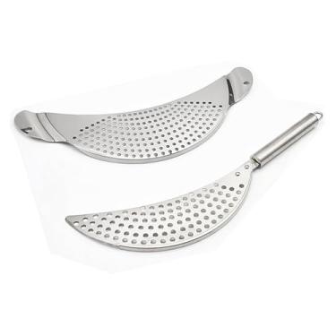 Imagem de 2 coadores de panela com alça, escorredor de aço inoxidável, escorredor de macarrão, coador de panela com alças embutidas para macarrão, frutas, vegetais