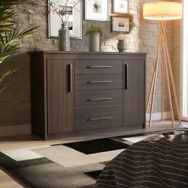 Imagem de Cômoda 2 Portas 4 Gavetas Elegance Capuccino Wood