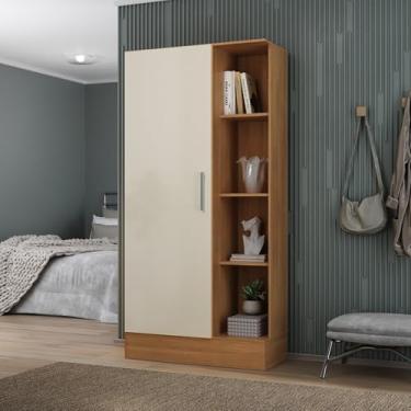 Imagem de Armário Multiuso 1 Porta 7 Prateleiras Espresso Móveis Cinamomo/Off White