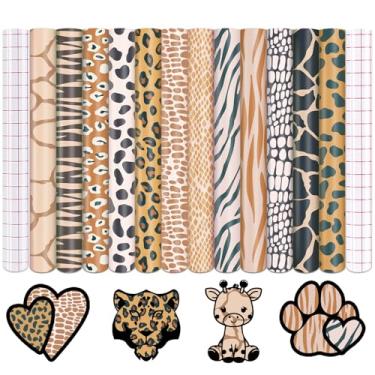 Imagem de Tintnut Vinil permanente com estampa animal - 12 folhas de vinil adesivo permanente com estampa de leopardo de 30,5 x 25,4 cm para máquina de corte, autoadesivo de decoração de casa