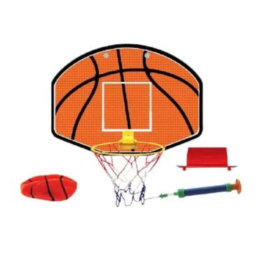 Imagem de Kit Jogo Basquete de Parede Tabela Aro Bomba Bola Infantil +3 Anos Pais & Filhos