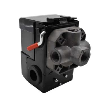 Imagem de Interstate Pneumatics Interruptor de pressão LF10-4H 1/4 polegada FPT Interruptor de alavanca de dobra de quatro portas 20 amperagens 85-125 PSI serve para compressores de ar DeWalt, Hitachi, Emglo, Makita, Porter Cable, Ridgid e Rolair