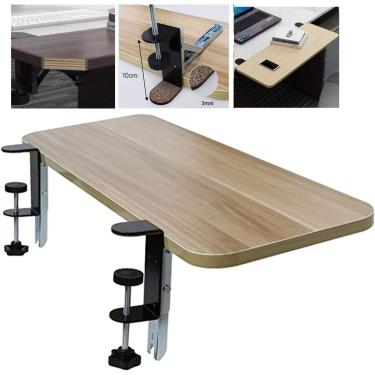 Imagem de Bandeja ergonômica para teclado Extensor de mesa dobrável Descanso de pulso Preto Bege Grande Gaveta para teclado Plataforma Apoio de braço Prateleira Suporte C Clip Carga 25kg Reduz a fadig