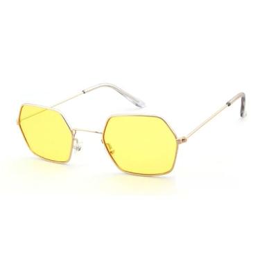 Imagem de JRLLFD Polígono óculos de sol feminino lente amarela óculos de sol femininos tons, c5, tamanho único