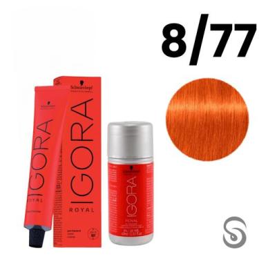 Imagem de Igora Royal 8/77 Louro Claro Cobre Ex 60ml e Ox 30 Vol 60ml - Schwarzk