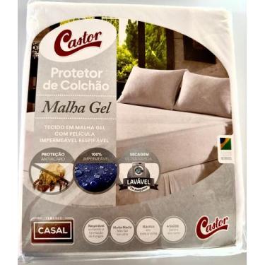 Imagem de Protetor de Colchão Casal Impermeável Malha Gel - Branco - 140x190x50c