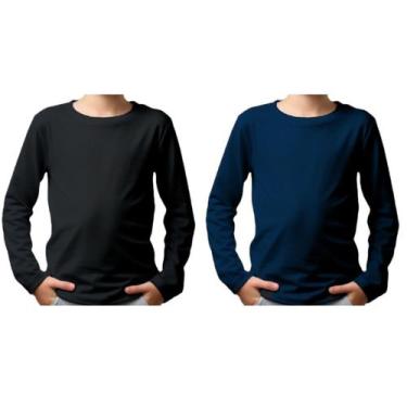 Imagem de Kit 2 Blusas Infantil Térmica Menino de Praia Segunda Pele Uv50+ Prote