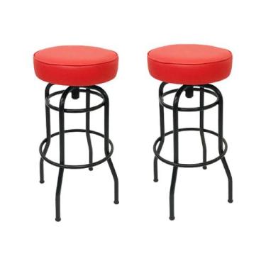 Imagem de Kit 2 Banquetas Bar Altura Giratória Preta Assento Vermelho - Poltrona