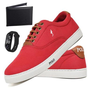 Imagem de Sapatênis Masculino Casual Confortável + Carteira + Relógio - Polo Blu