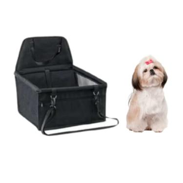 Imagem de Assento Cadeirinha para Carro para Cachorro e Gatos - Segurança e Conforto para Transporte de Pets Pequenos e Médios - Cor Preto