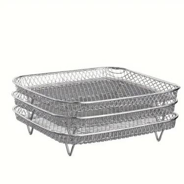 Imagem de Grelha Para Air Fryer Quadrada 3 Andares Aço Inox Cozinha - Clink, CK6