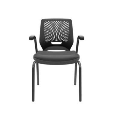 Imagem de Cadeira Fixa 4 pés com Braço Beezi PLAXMETAL Preto