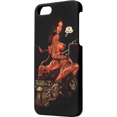 Imagem de E-Stand RJB-BIKER-IPHONE-5-BLK Yeah! Capa traseira gráfica Jelly Bean para iPhone 5 - Biker Girl Balanço - 1 pacote - Embalagem de varejo - Preto