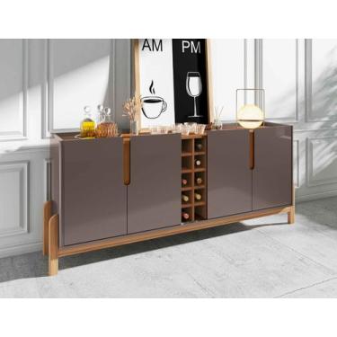 Imagem de Aparador Buffet Sala 190cm Liz 4 Portas Com Adega com Pés de Madeira C