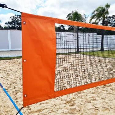 Imagem de Rede Multiuso Zaka Volei Beach Futevolei com banda lateral Laranja 9,6