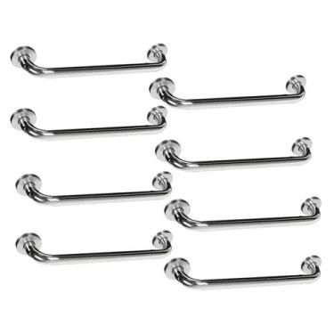 Imagem de Barra Alça Apoio 50 cm Aço Inox Suporte Anti Queda Kit 8 Uni Segurança