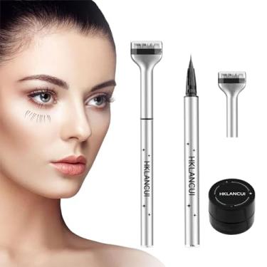 Imagem de Ylapagne Carimbo de cílios inferiores, conjunto de carimbos de cílios inferiores com tinta à prova d'água delineador líquido à prova de suor caneta de vedação de cabeça dupla delineador 2 em 1 com