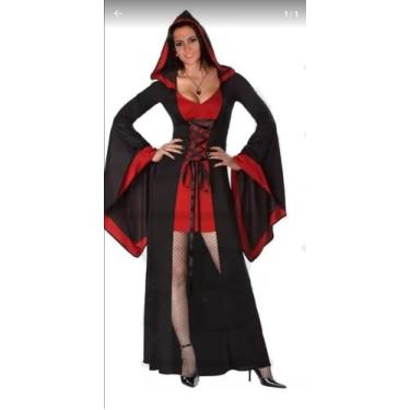 Imagem de Fantasia Vampira Vick - DINEIA CINTRA, PRETO COM VERMELHO, G