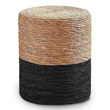 Imagem de Cplxroc Pouf Ottoman, 100% Handwoven Seagrass Braided Pouffe, Boho Decor Floor Chair for Couch or Desk, Outdoor Ottomans for Garden, Round Footrest with Wood Frame, Home Decorative Seat for Balcony