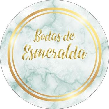 Imagem de Painel De Festa Redondo 1,50x1,50 - Efeito Mármore Bodas de Esmeralda 
