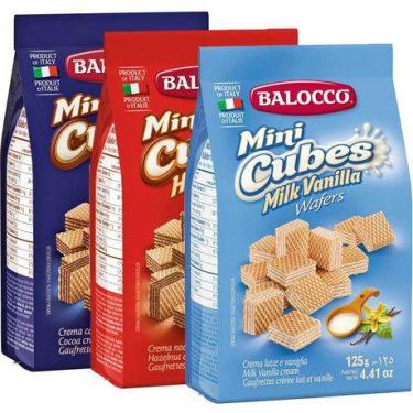 Imagem de Kit 3 biscoito wafer balocco avelã baunilha chocolate 125g