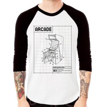Imagem de Camiseta Raglan Arcade Fliperama Projeto Manga 3/4 - Foca na Moda, Bra
