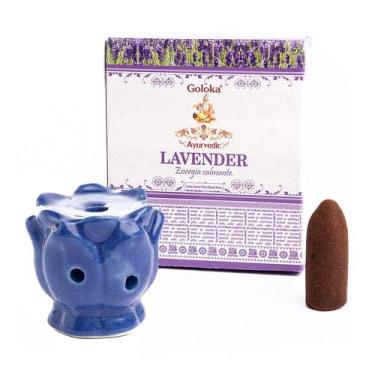 Imagem de Kit Incensário Indiano Cascata Azul e Incenso Lavanda - Empório Muriti