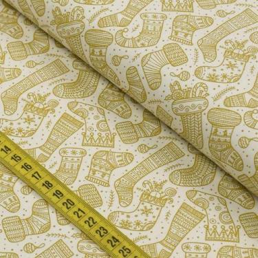 Imagem de Tecido Estampado para Patchwork - Natal : Botas Natalinas Off 2647 (0,