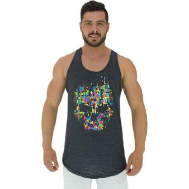 Imagem de Regata Longline Estampada Masculina MXD Conceito Caveira Abstrata, EG,