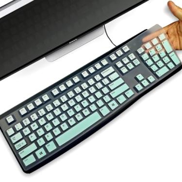 Imagem de YongMai Capa de teclado de silicone para Logitech MK120 K120, capa de teclado para teclados sem fio ergonômicos Logitech MK120 K120, impermeável, à prova de poeira, fácil de limpar (verde menta)
