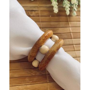 Imagem de Porta Guardanapo de Madeira Duplo Cor Cerejeira com Esferas, Conjunto 6 Unidades