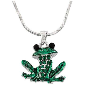 Imagem de DianaL Boutique Colar com pingente de sapo com corrente de 53 cm, joias modernas e caixa de presente