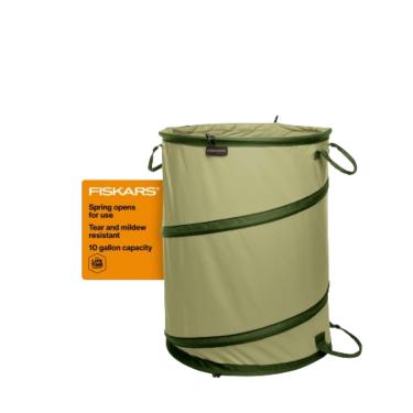 Imagem de Fiskars Bolsa de jardim dobrável canguru para resíduos de quintal, recipiente reutilizável de 10 galões para cuidados com o gramado e jardinagem