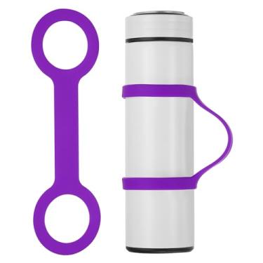 Imagem de PATIKIL Alça de suporte de garrafa de água, alça de água antiderrapante de silicone macio portátil para corrida ao ar livre, bicicleta, academia, corrida, transporte, roxo