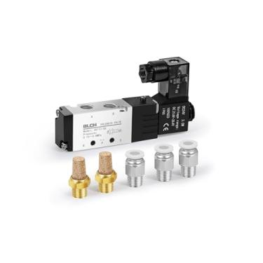 Imagem de BLCH Válvula Solenoide PNEUMATIC 4V110-06 DC24V Bobina Única Operada por Piloto Elétrica 2 Posições 5 Way Tipo de Conexão Caixa de Junção (4V110 DC24V 1/20.3 cm NPT)