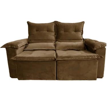 Imagem de Sofá Pequim 3 Lugares Retrátil e Reclinável 200cm Tecido Suede União Cor Marrom