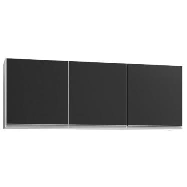 Imagem de Armário Aéreo 150cm 3 Portas Argélia Branco/Preto - Lumil