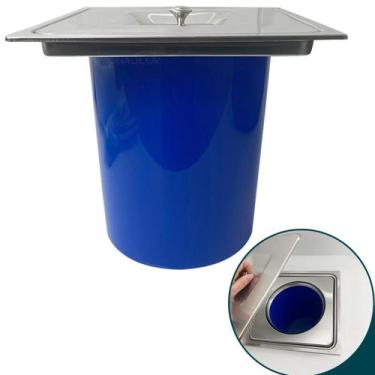 Imagem de Lixeira De Embutir Quadrada Inox Escovado Cesto Lixo 5 Litros Pia Cozi