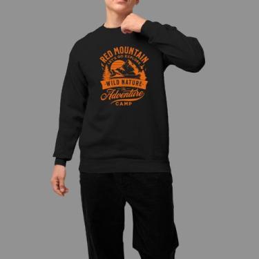 Imagem de Moletom Gola Careca Streetwear Basico Casual Inverno Blusa De Frio Red