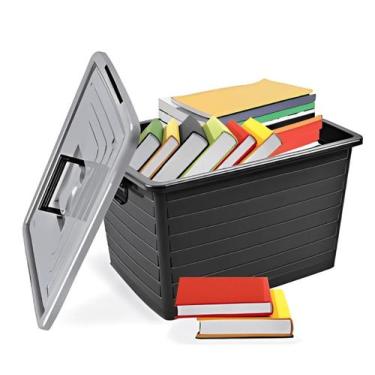 Imagem de Caixa Organizadora Multiuso 35 Litros Baú Container com Tampa, Trava, 