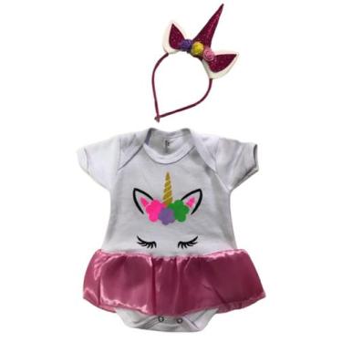 Imagem de Body Bebê Unicórnio com tiara - MD, P