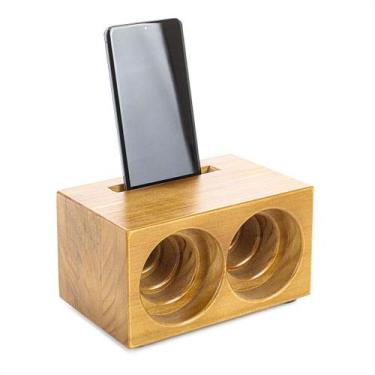 Imagem de Caixinha De Som Madeira Amplificador Suporte Para Celular - Beto Móvei