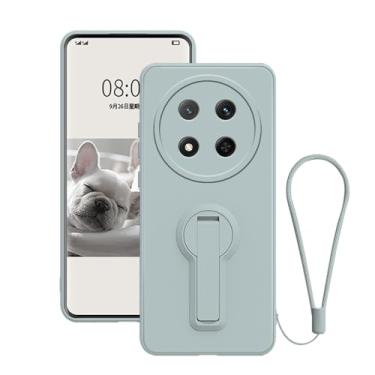 Imagem de Anlalish Compatível com Honor Magic 7 Lite, capa de silicone à prova de choque com cordão de pulso, capa de celular com proteção total para lente da câmera para Honor Magic 7 Lite com suporte (azul