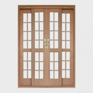 Imagem de Porta de Correr Quadriculado 4 Folhas Cedro Arana 215cmx180cmx14cm Madersilva